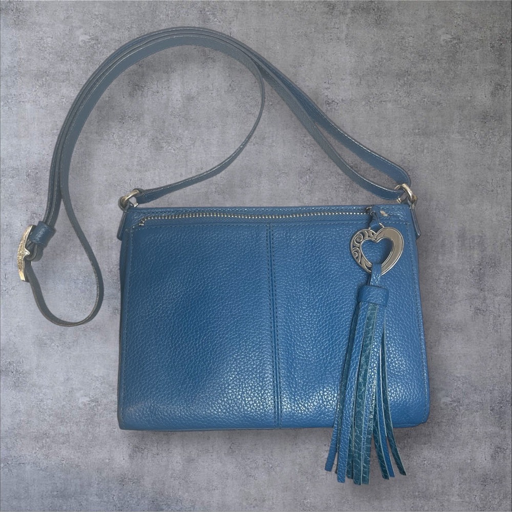 Brighton Barbados City Organizer Crossbody Shoulder Bag Turquoise Leather